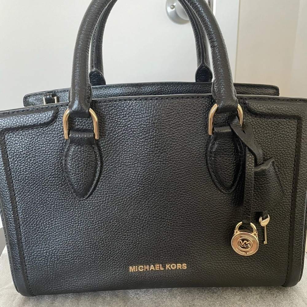Michael Kors Black Leather Zoe Satchel
